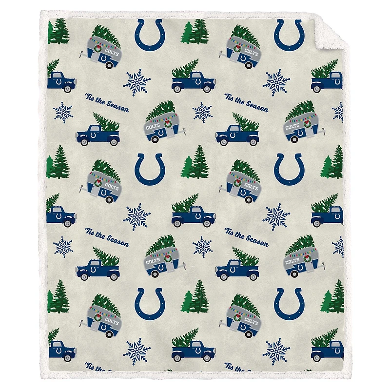 Pegasus Indianapolis Colts Holiday Truck Repeat 50" x 60" Sherpa Flannel Fleece Blanket