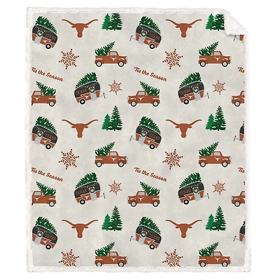 Pegasus Texas Longhorns Holiday Truck Repeat 50" x 60" Sherpa Flannel Fleece Blanket