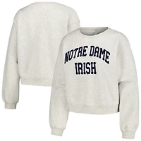 Women's ZooZatz Oatmeal Notre Dame Fighting Irish Core Chenille Cropped Pullover Sweatshirt