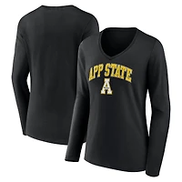 Women's Black Appalachian State Mountaineers Campus Long Sleeve V-Neck T-Shirt