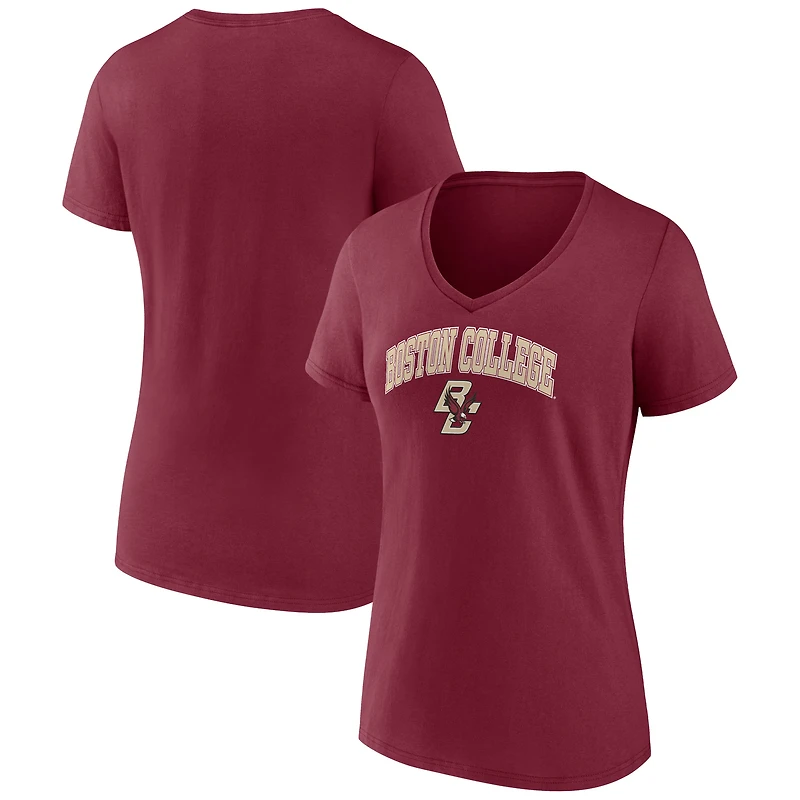 Women's Maroon Boston College Eagles Campus V-Neck T-Shirt