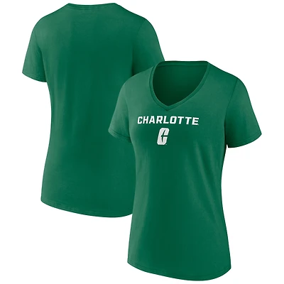 Women's Green Charlotte 49ers Campus V-Neck T-Shirt