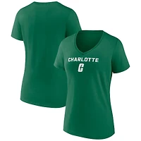 Women's Green Charlotte 49ers Campus V-Neck T-Shirt