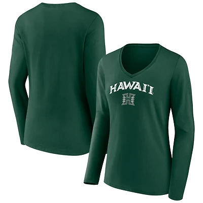 Women's Hawaii Warriors Campus Long Sleeve V-Neck T-Shirt