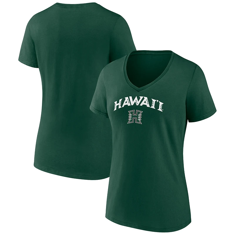 Women's Green Hawaii Warriors Campus V-Neck T-Shirt