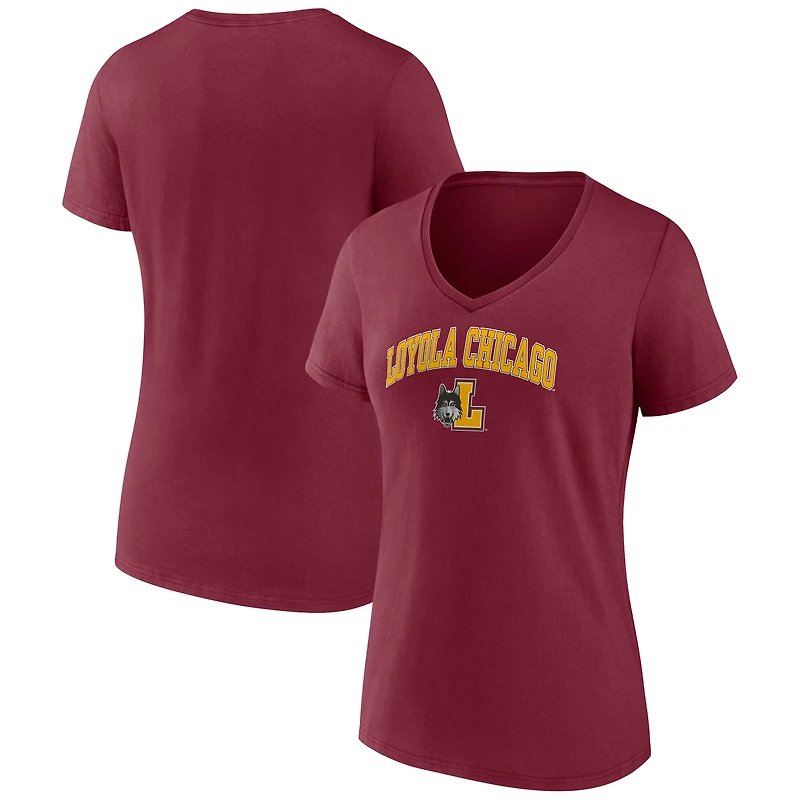 Women's Maroon Loyola Chicago Ramblers Campus V-Neck T-Shirt