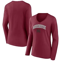 Women's Maroon Morehouse Maroon Tigers Campus Long Sleeve V-Neck T-Shirt
