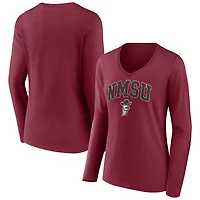 Women's Crimson New Mexico State Aggies Campus Long Sleeve V-Neck T-Shirt