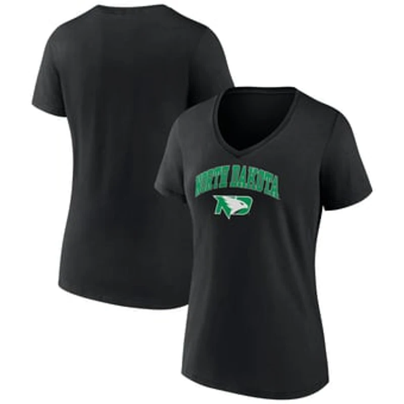 Women's Black North Dakota Campus V-Neck T-Shirt