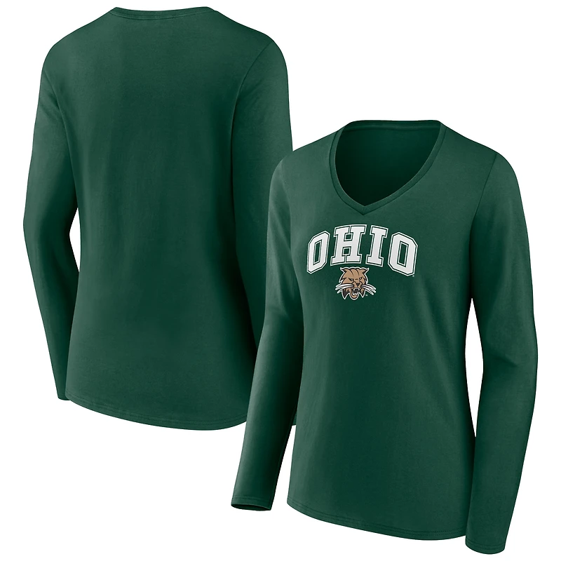 Women's Ohio Bobcats Campus Long Sleeve V-Neck T-Shirt