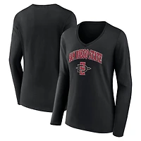 Women's Black San Diego State Aztecs Campus Long Sleeve V-Neck T-Shirt