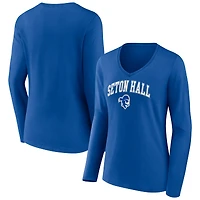 Women's Blue Seton Hall Pirates Campus Long Sleeve V-Neck T-Shirt
