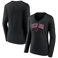 Women's Black Texas A&M Aggies Campus Long Sleeve V-Neck T-Shirt