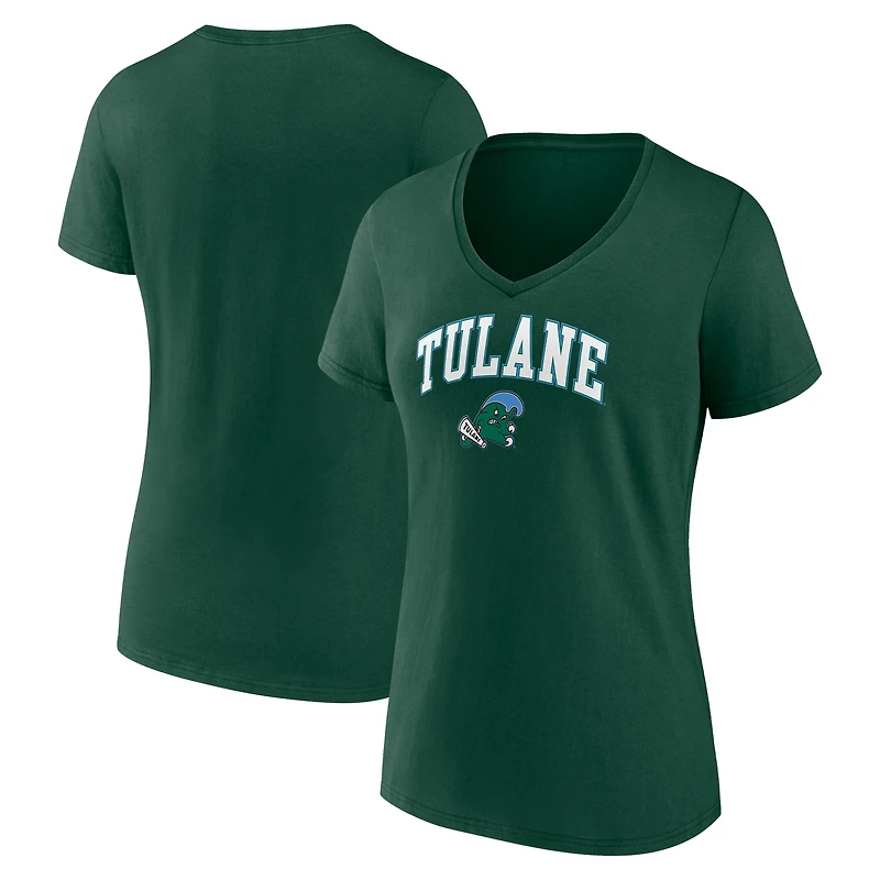 Women's Green Tulane Green Wave Campus V-Neck T-Shirt