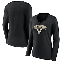 Women's Black Vanderbilt Commodores Campus Long Sleeve V-Neck T-Shirt