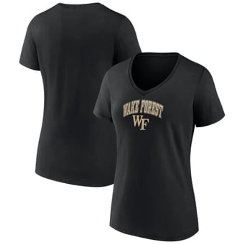 Women's Black Wake Forest Demon Deacons Campus V-Neck T-Shirt