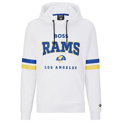 Men's BOSS X NFL  White/Royal Los Angeles Rams Touchdown Pullover Hoodie