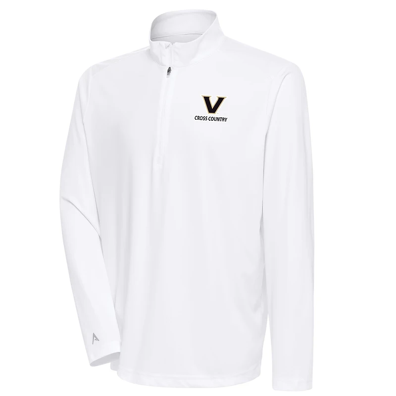 Men's Antigua White Vanderbilt Commodores Cross Country Tribute Quarter-Zip Pullover Top