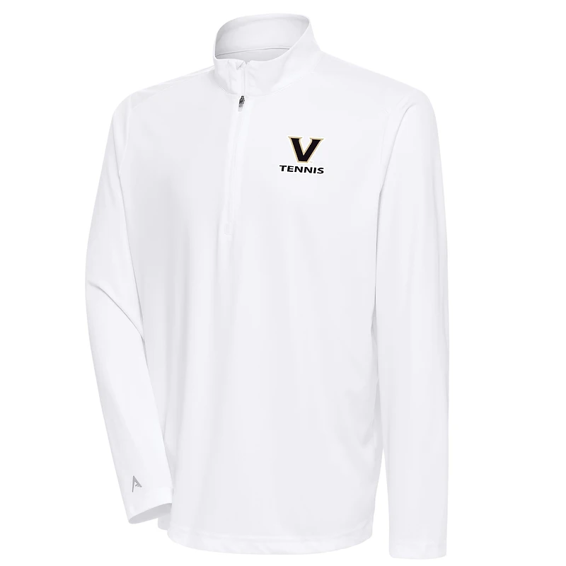 Men's Antigua White Vanderbilt Commodores Tennis Tribute Quarter-Zip Pullover Top