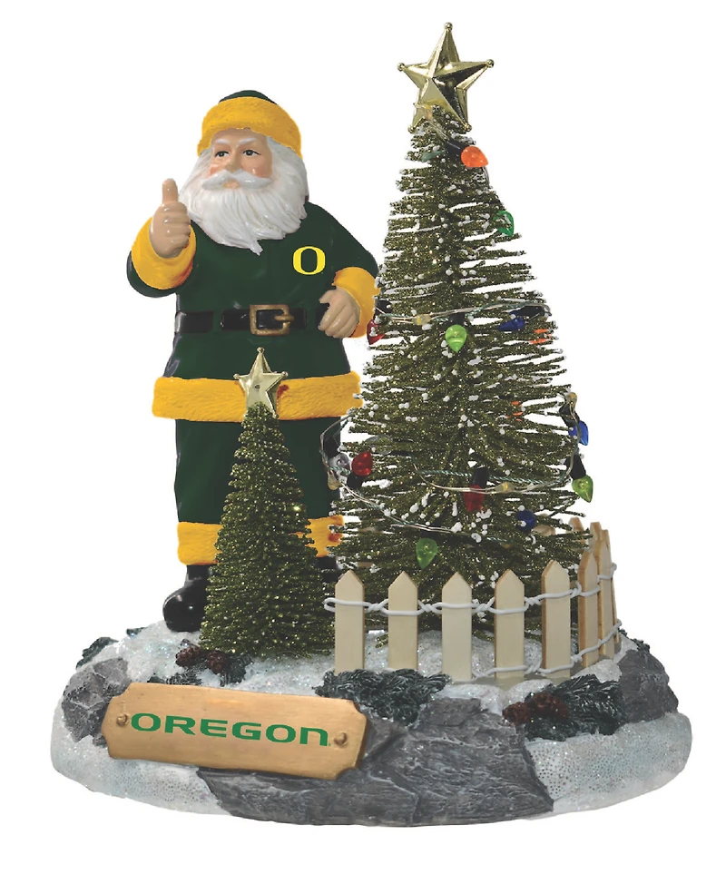 The Memory Company Oregon Ducks Santa Figurine with LED Tree
