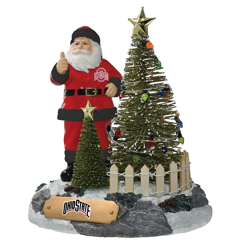 The Memory Company Ohio State Buckeyes Santa Figurine with LED Tree