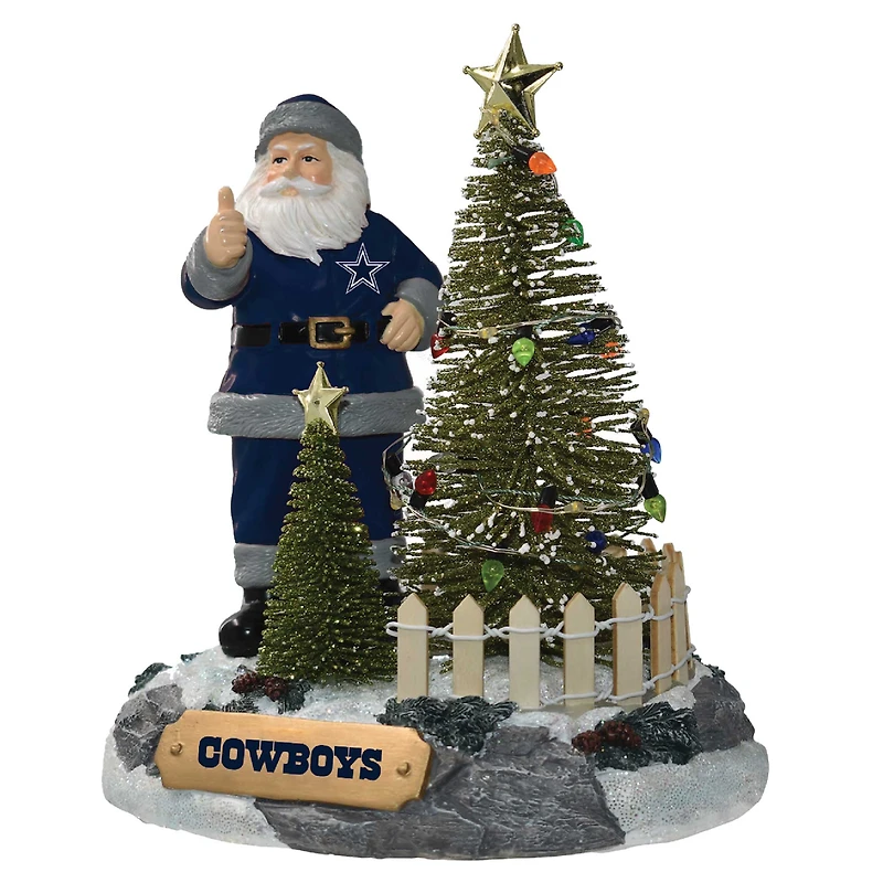 The Memory Company Dallas Cowboys Santa Figurine with LED Tree