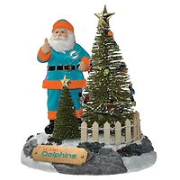 The Memory Company Miami Dolphins Santa Figurine with LED Tree