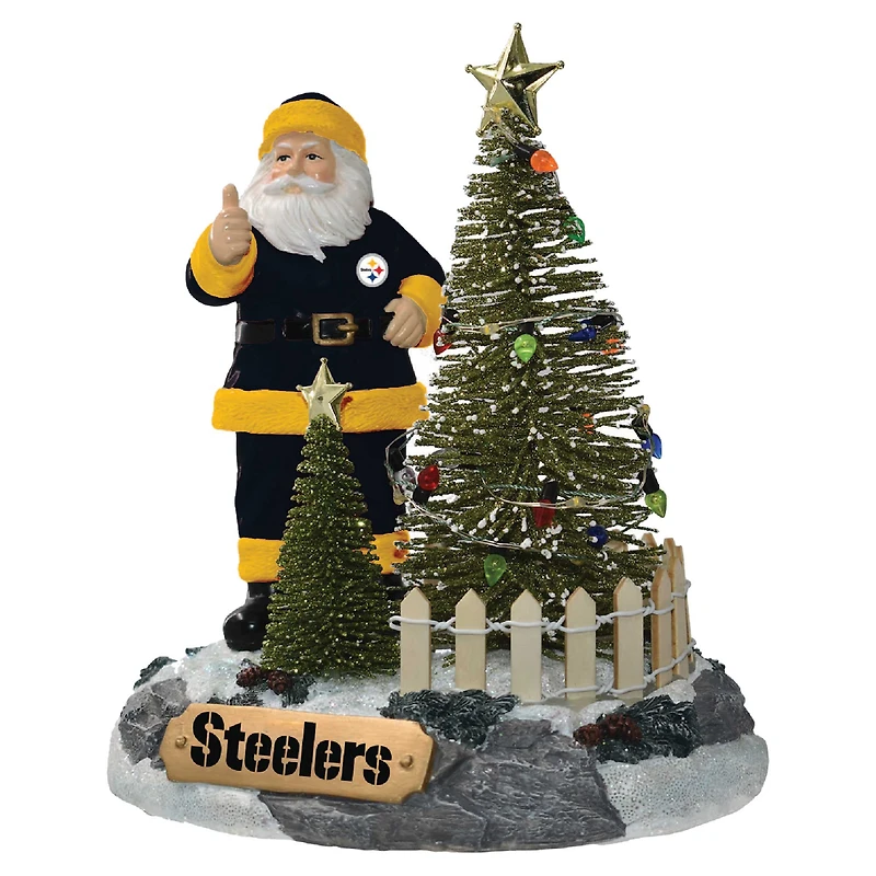 The Memory Company Pittsburgh Steelers Santa Figurine with LED Tree