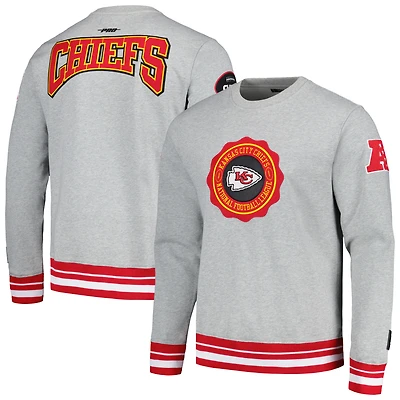 Men's Pro Standard Heather Gray Kansas City Chiefs Crest Emblem Pullover Sweatshirt