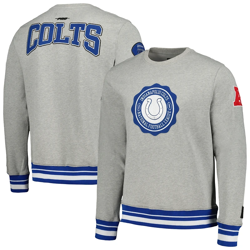 Men's Pro Standard Heather Gray Indianapolis Colts Crest Emblem Pullover Sweatshirt