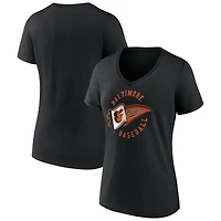 Women's Black Baltimore Orioles Hometown Baltimore Pennant V-Neck T-Shirt