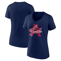 Women's Navy Atlanta Braves Hometown A Town Map V-Neck T-Shirt