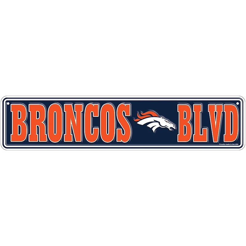 Denver Broncos 4" x 18" Team Boulevard Metal Sign