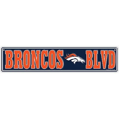 Denver Broncos 4" x 18" Team Boulevard Metal Sign
