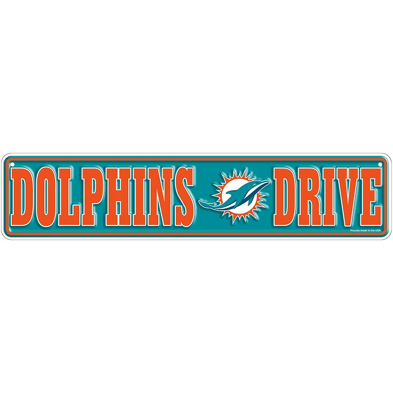 Miami Dolphins 4" x 18" Team Boulevard Metal Sign
