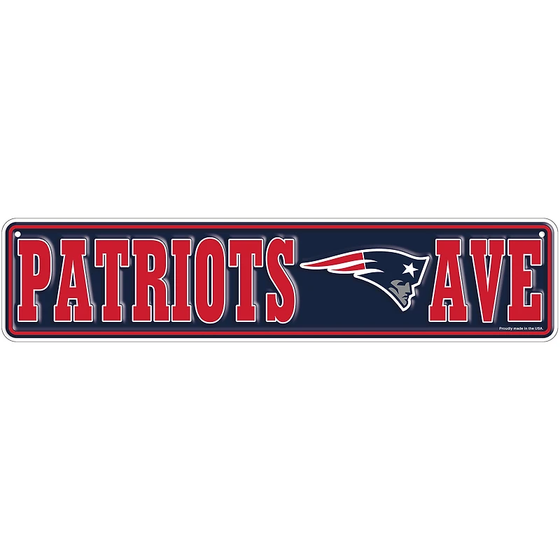 New England Patriots 4" x 18" Team Boulevard Metal Sign