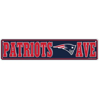 New England Patriots 4" x 18" Team Boulevard Metal Sign