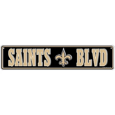 New Orleans Saints 4" x 18" Team Boulevard Metal Sign