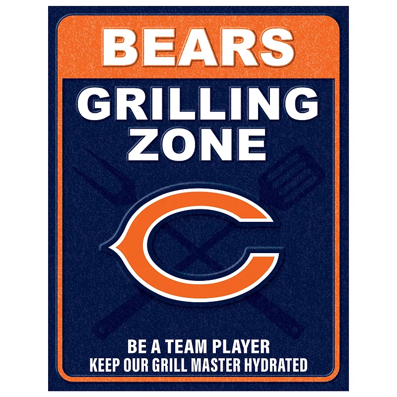 Chicago Bears 13" x 20" Grill Zone Metal Sign