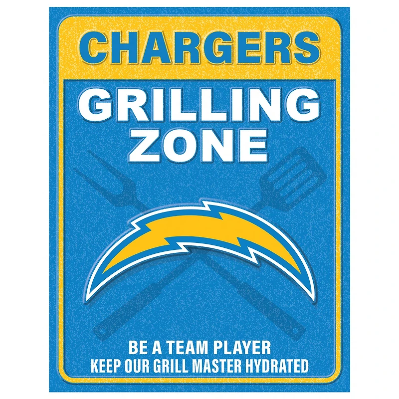 Los Angeles Chargers 13" x 20" Grill Zone Metal Sign