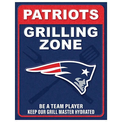 New England Patriots 13" x 20" Grill Zone Metal Sign