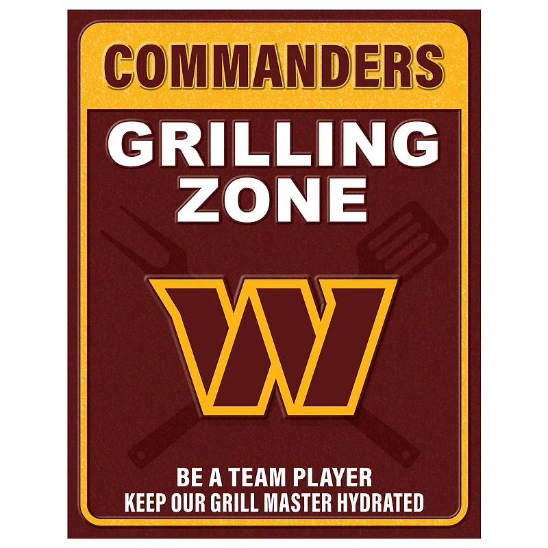 Washington Commanders 13" x 20" Grill Zone Metal Sign