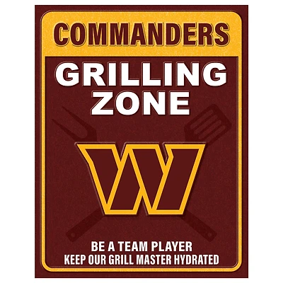 Washington Commanders 13" x 20" Grill Zone Metal Sign