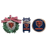 The Memory Company Chicago Bears Three-Pack Wreath, Sled & Circle Ornament Set