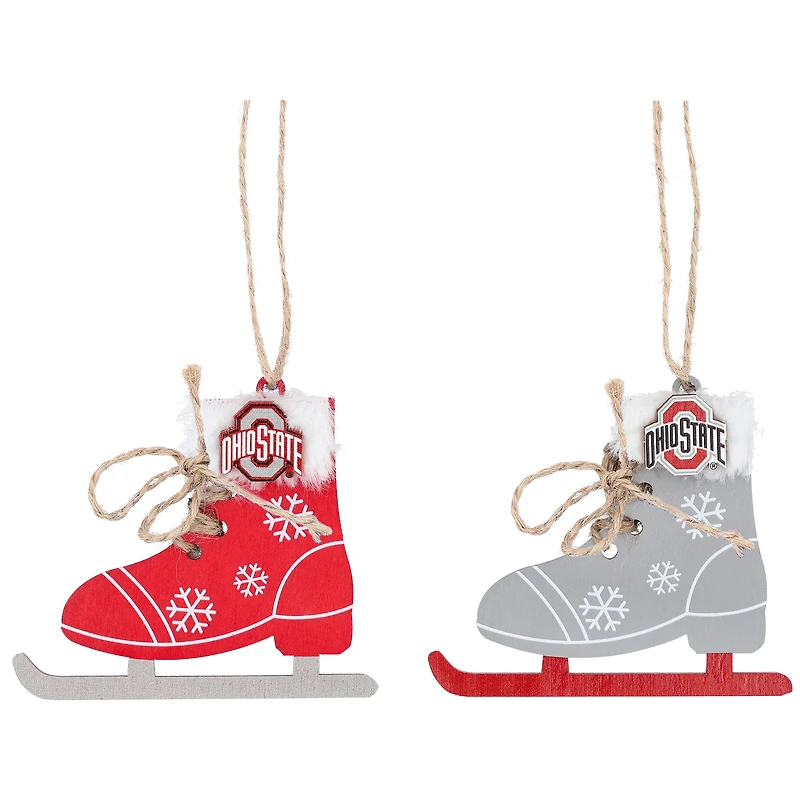 The Memory Company Ohio State Buckeyes Two-Pack Ice Skate Ornament Set