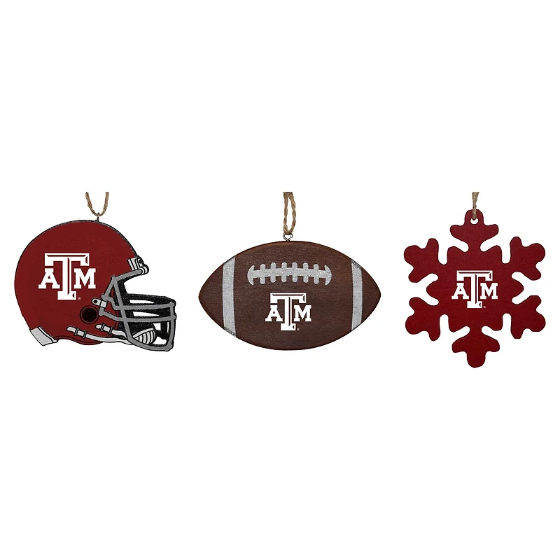 The Memory Company Texas A&M Aggies Three-Pack Helmet, Football & Snowflake Ornament Set