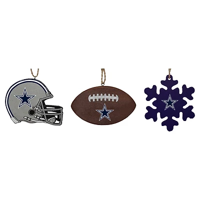 The Memory Company Dallas Cowboys Three-Pack Helmet, Football & Snowflake Ornament Set