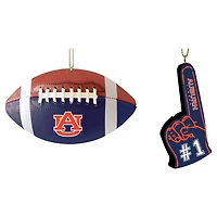 The Memory Company Auburn Tigers Two-Pack Football & Foam Finger Ornament Set
