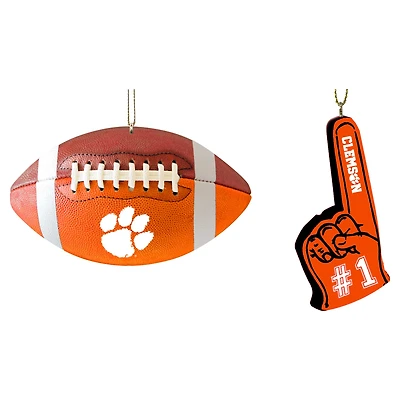 The Memory Company Clemson Tigers Two-Pack Football & Foam Finger Ornament Set