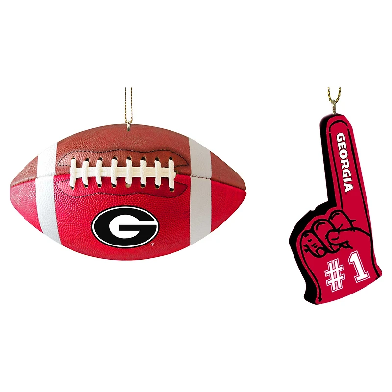 The Memory Company Georgia Bulldogs Two-Pack Football & Foam Finger Ornament Set